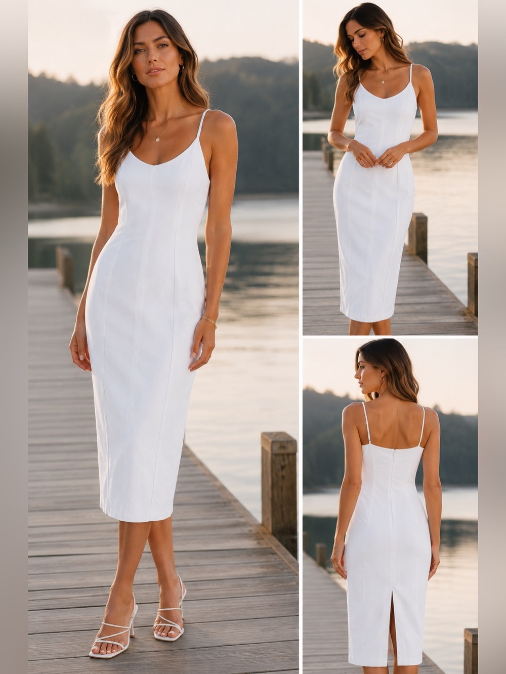 Amanda Uprichard NWT Rocco  Midi Dress in White Wash